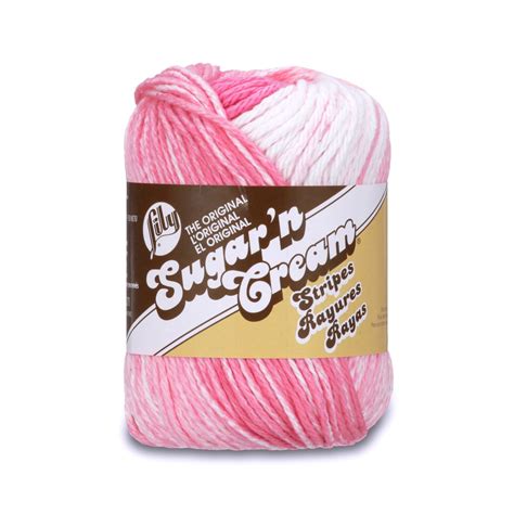 Lily Sugarn Cream Stripes Yarn 85g3oz Pinky Stripes