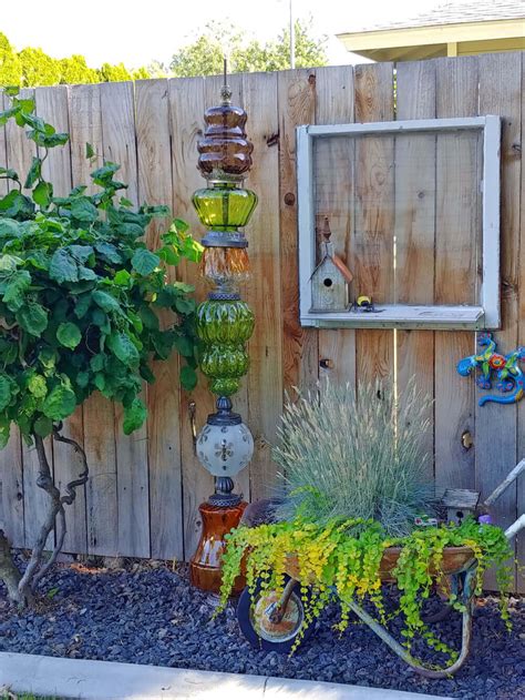 Creative Repurposed Vintage Lamp Garden Pillar Homebnc