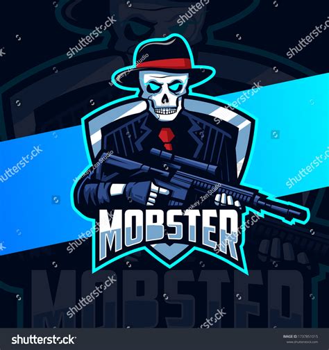 Skull Mobster Gun Mascot Esport Logo Stock Vector Royalty Free