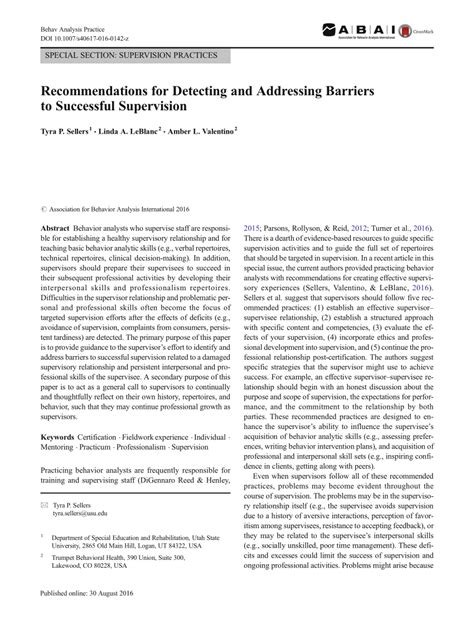 Pdf Recommendations For Detecting And Addressing Barriers To