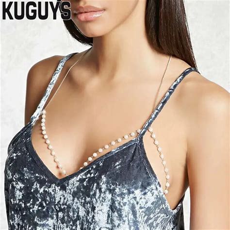 Kuguys Trendy Jewelry Pearl Breast Chains Women Gold Silver Alloy Belly