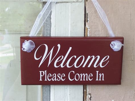 Welcome Please Come In Wood Vinyl Sign Home Invite Personal