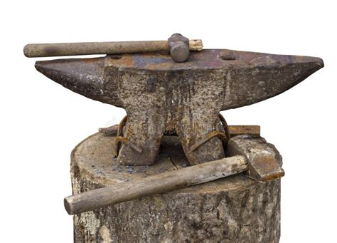 Small Old Antique Anvil For Striking On White Stock Image Image Of