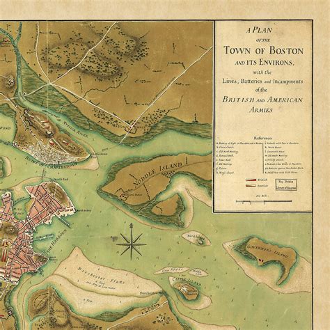 1776 Revolutionary War Boston Battle Map Poster Liberty Maniacs