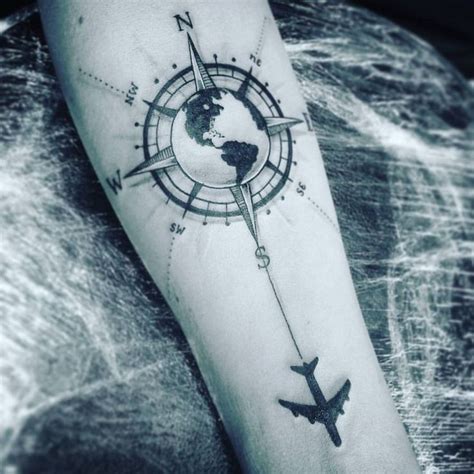 Compass Tattoo Earth Globe Airplane Today Pin Kompass Tattoo