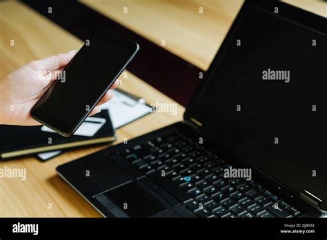 Mobile Online Banking Access Account Phone Laptop Stock Photo Alamy