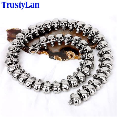Trustylan Cool Gothic Male Necklaces Vintage Full Skull Skeleton