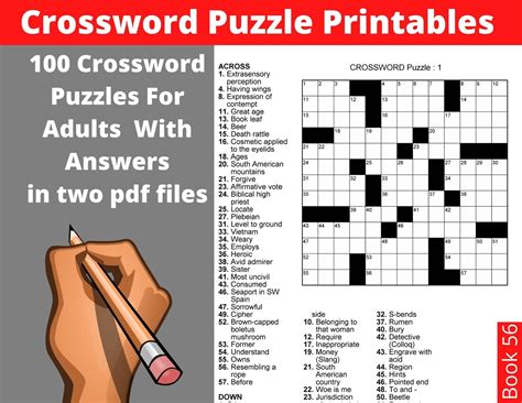 Crossword Puzzle Printables for Adults 100 Crosswords With Solutions
