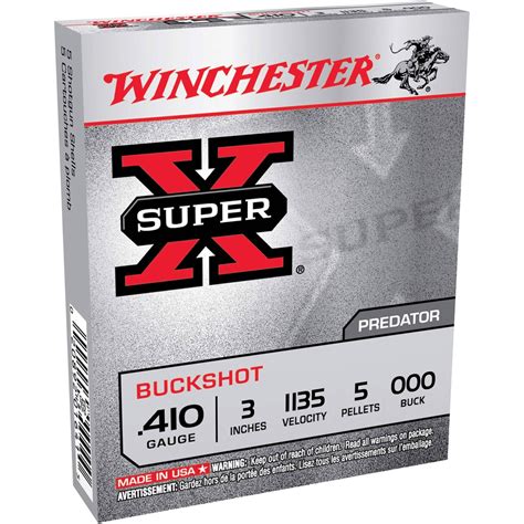 Winchester Super X 410 Ga 3 In 000 Buckshot 5 Pellets 5 Rounds