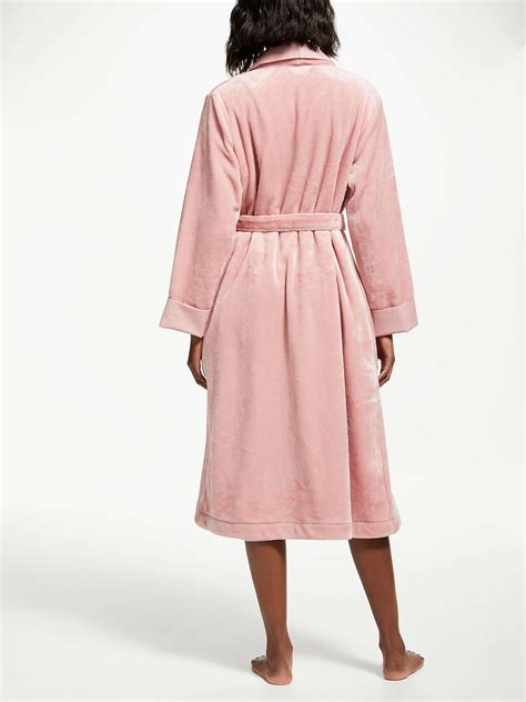 John Lewis Fleece Satin Trim Dressing Gown Blush Pink At John Lewis And Partners