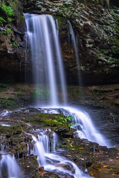 Waterfalls On Gray Rock · Free Stock Photo