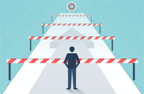 Premium Vector Businessman Standing In Front Of Many Obstacles And