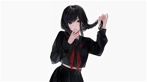 Cute Anime Girl Black Dress Ponytails Hd Wallpaper Pxfuel