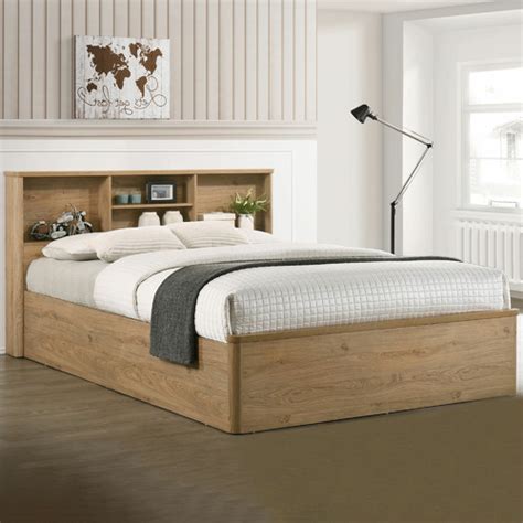 Core Living Natural Anderson Queen Bed With Bookcase Headboard Temple