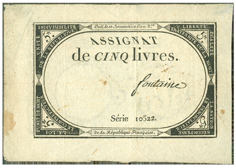 French 18th Century Assignat Currency Collectibles Coins And Money Art