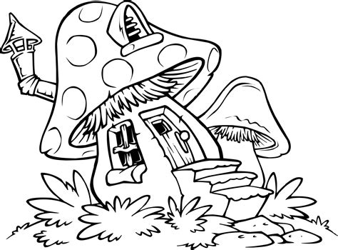 Mushroom House coloring pages | House colouring pages, Easy coloring pages, Adult coloring pages