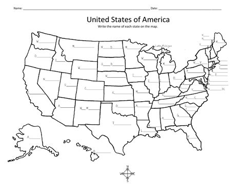 The United States Of America Map Is Shown In Black And White With An