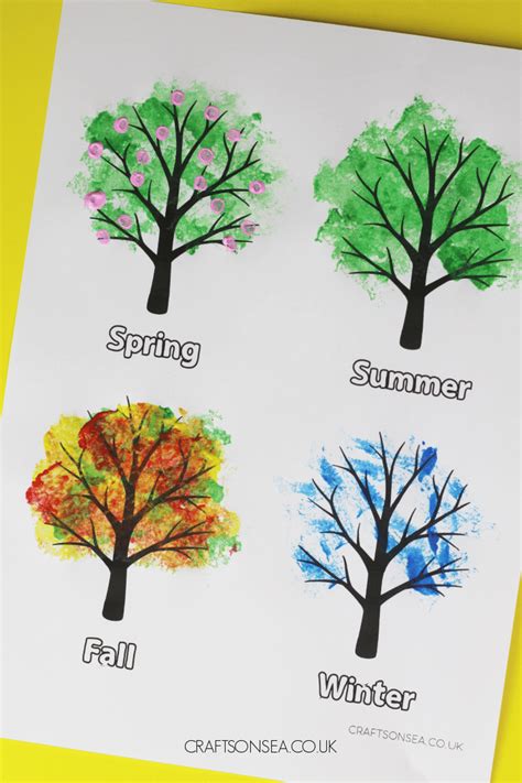 Four Seasons Tree Painting Free Printable Crafts On Sea