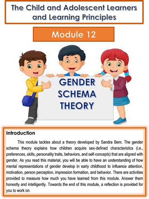 Solved The Gender Schema Theory Gender Schema Theory Is A Cognitive Course Hero