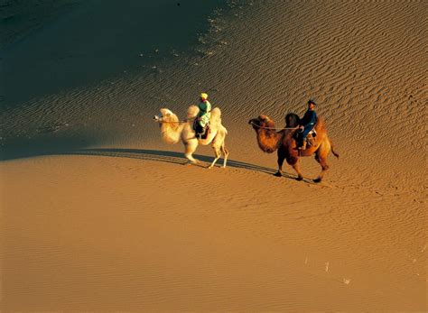 Travellers In Desert Images Of Bilutu Peak Badain Jaran Desert