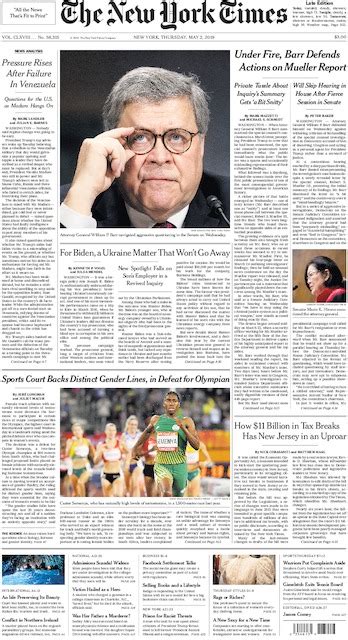 The New York Times In Print For Thursday May 2 2019 The New York Times