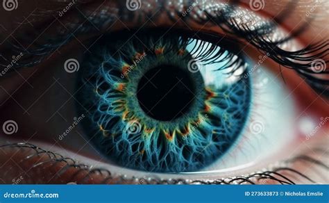 Human Blue Eye Extreme Close Up Macro Photography Ai Generated Stock Illustration Illustration