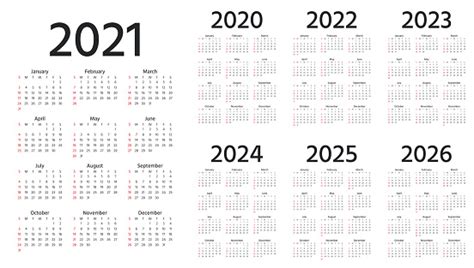 日曆 2021 2022 2023 2024 2025 2026 2020 年向量圖簡單的範本向量圖形及更多2021圖片 Istock