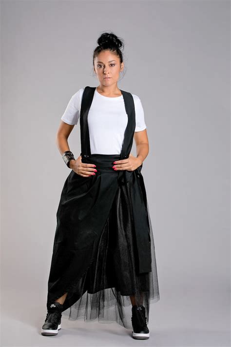 Black Maxi Skirt Suspender Skirt Avant Garde Clothing Tulle Etsy