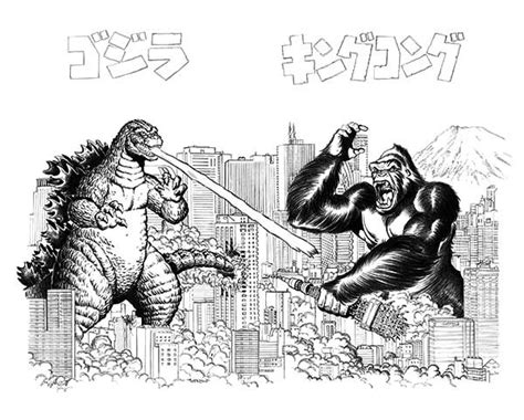 2 pillow fighting godzilla vs king kong pillowcases fight japan film vintage fiction unique pulp black room decor fan art pillow case new. Godzilla, : Godzilla Versus King Kong Coloring Pages ...