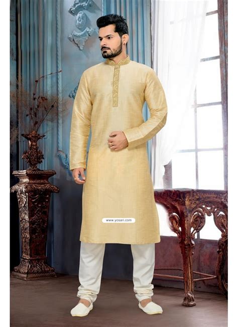 Buy Cream Ethnic Indian Punjabi Kurta Payjama In Art Silk Kurta Pajama