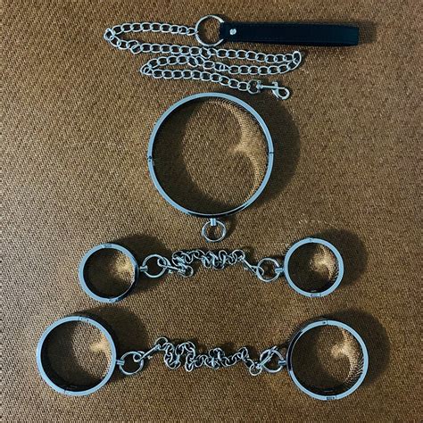 3pcs Heavy Duty Bdsm Bondage Set Sex Slave Collar Chain Restraints