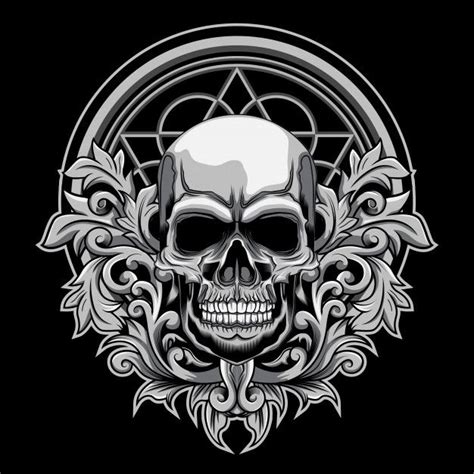 Premium Vector Floral Skull Vector Illustration On Dark Background