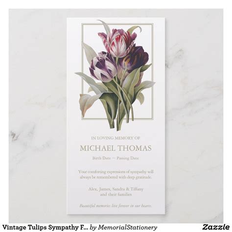 Funeral Thank You Cards Vintage Tulips Funeral Thank