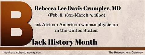 Black History Month Rebecca Davis Lee Crumpler Md The Researchers Gateway
