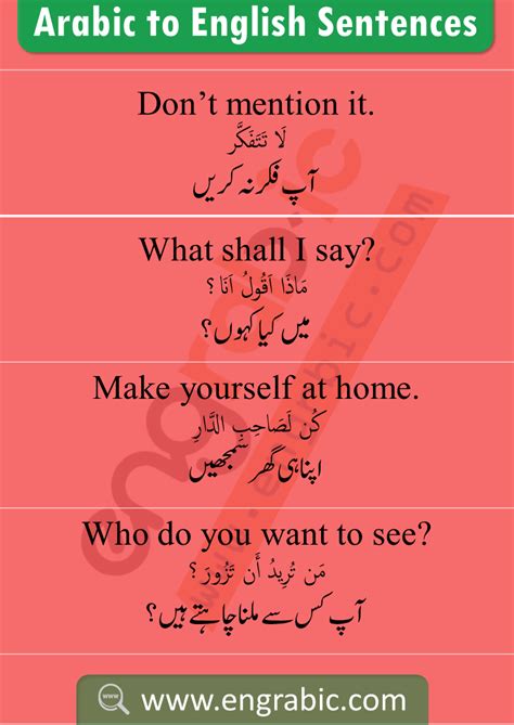 Spoken Arabic Sentences And Phrases With Meanings In Urdu And English