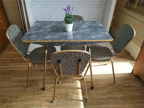 › 1950s kitchen tables for sale. Vintage Formica Kitchen Table & 4 Chairs Marble Effect ...