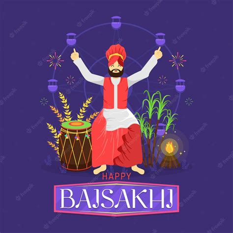 Free Vector Happy Baisakhi In Flat Design