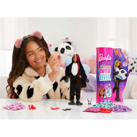 Barbie Cutie Reveal Doll With Panda Plush Costume And Surprises
