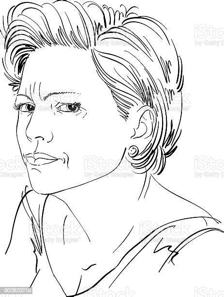 Vector Portrait Of Attractive Woman Illustration Of Female Portrait Stock Illustration