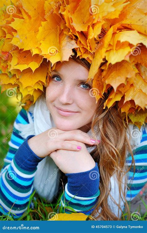 Beautiful Young Woman In Autumn Park Stock Image Image Of Fresh