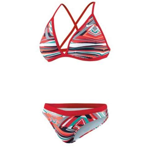 Nike Rio Geo Halter 2 Piece Swimsuit Womens Size 24 Color Crimson