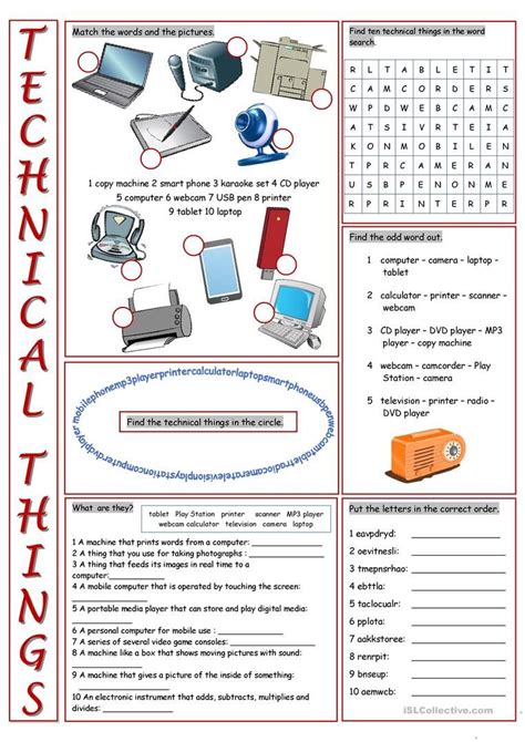 Technical Things Vocabulary Exercises English Esl Worksheets For