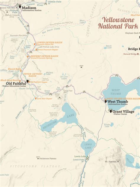 Yellowstone National Park Map 18x24 Poster Best Maps Ever