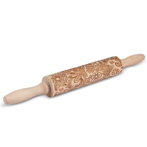 Embossed Rolling Pins Wooden Pastry Cookie Roller Wood Engraved Pin W