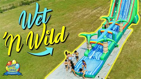 Wet N Wild Water Slide Fun Girls Having Fun On A Giant Inflatable Water Slide Youtube