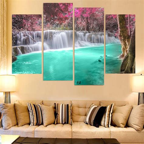 4 Piece Canvas Painting Waterfalls Pool Hd Printed Canvas