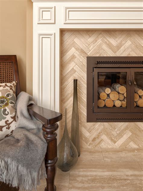 Herringbone Would Love This In More Of A Grey Tone Fireplace Tile