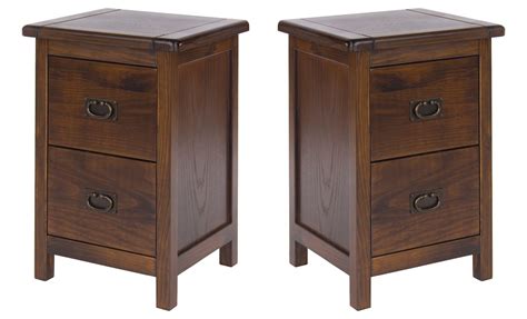 Pair Of Bedside Cabinets Tables Dark Wood Baltia Solid Wood Bedroom