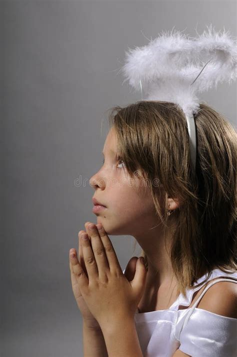 Little Angel Girl Praying Stock Photo Image Of White 16717548