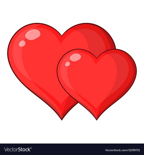 Two Red Hearts Icon Cartoon Style Royalty Free Vector Image